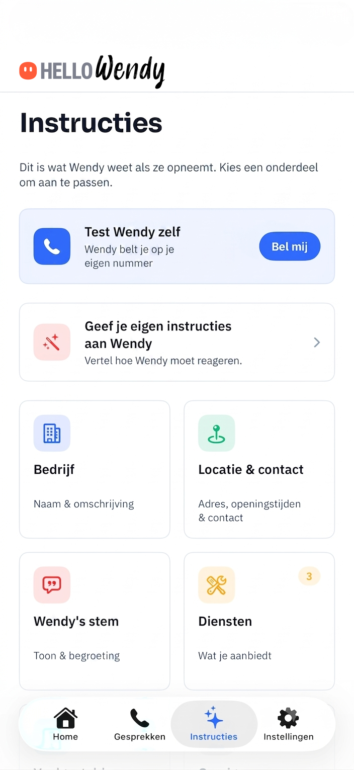Screenshot van de Hello Wendy app — Screenshot 02